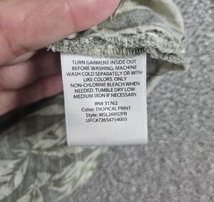 White Stag Olive Green Leaf Print Button-Down Shirt